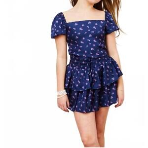 NEW THEME noa tie back top in navy rose